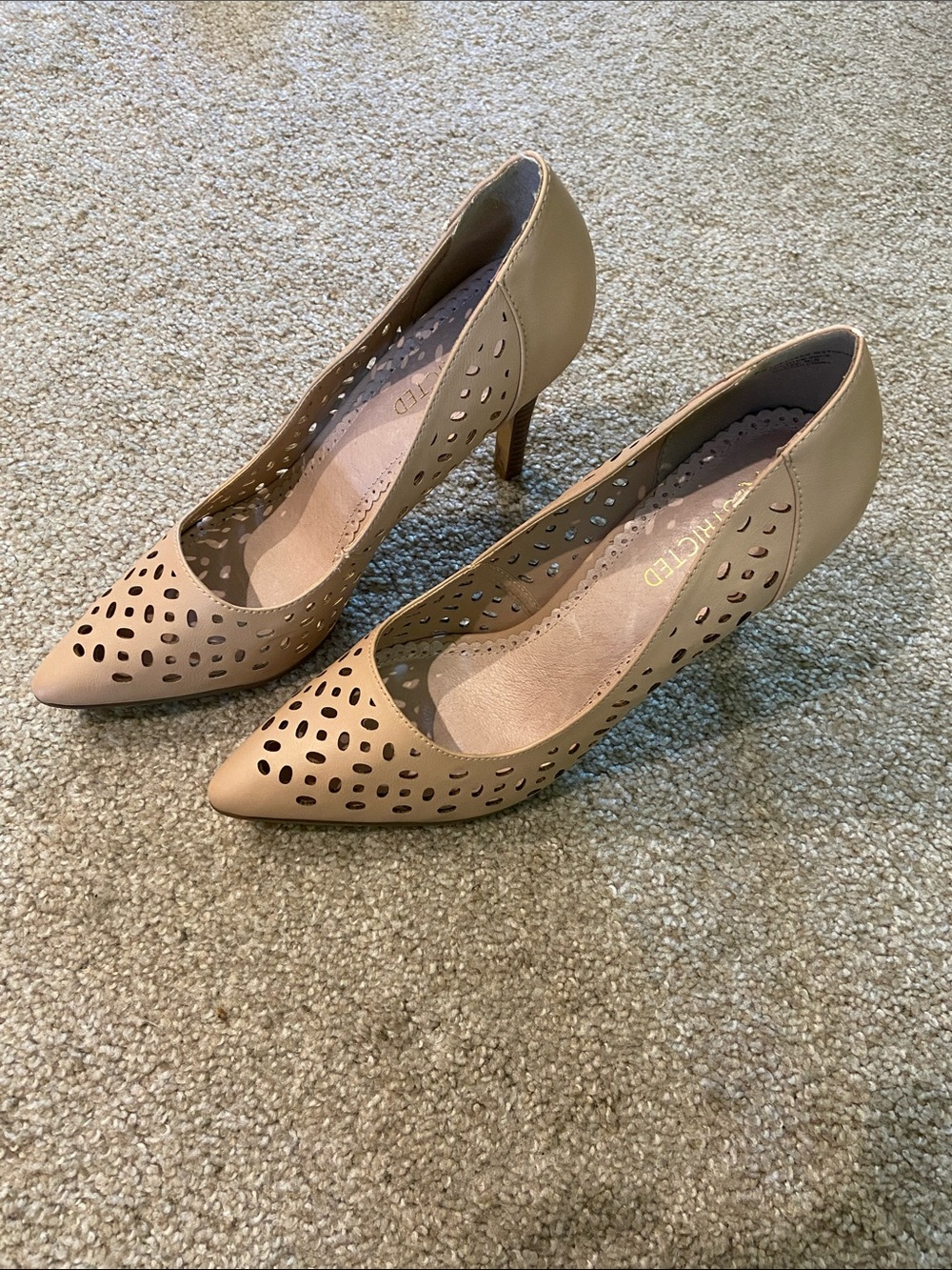 Restricted Cutout Pointed Toe Nude Pumps